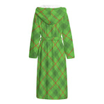 Green And Red Plaid Pattern Print Hooded Bathrobe