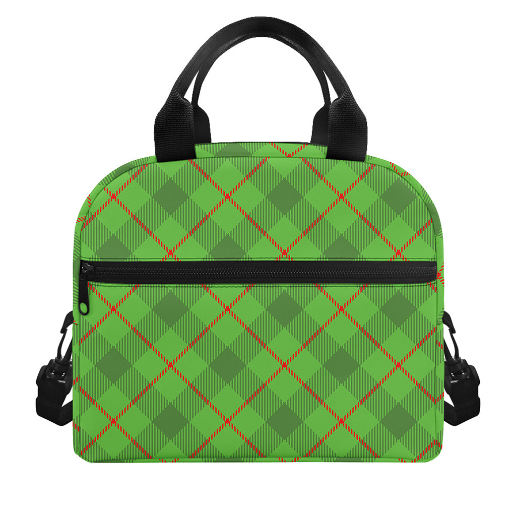 Green And Red Plaid Pattern Print Insulated Lunch Bag