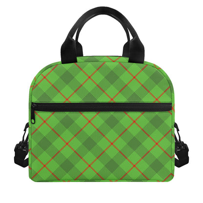 Green And Red Plaid Pattern Print Insulated Lunch Bag
