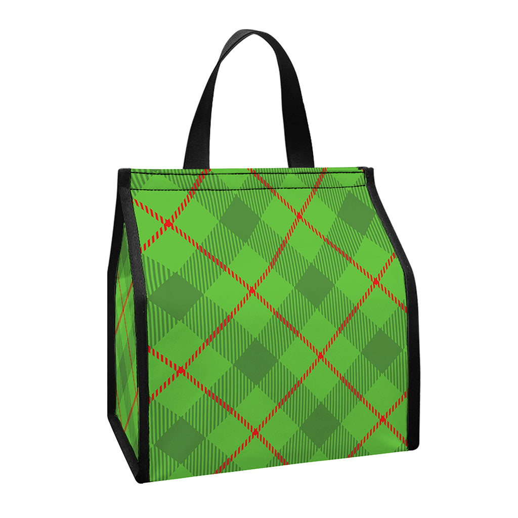 Green And Red Plaid Pattern Print Insulated Lunch Tote