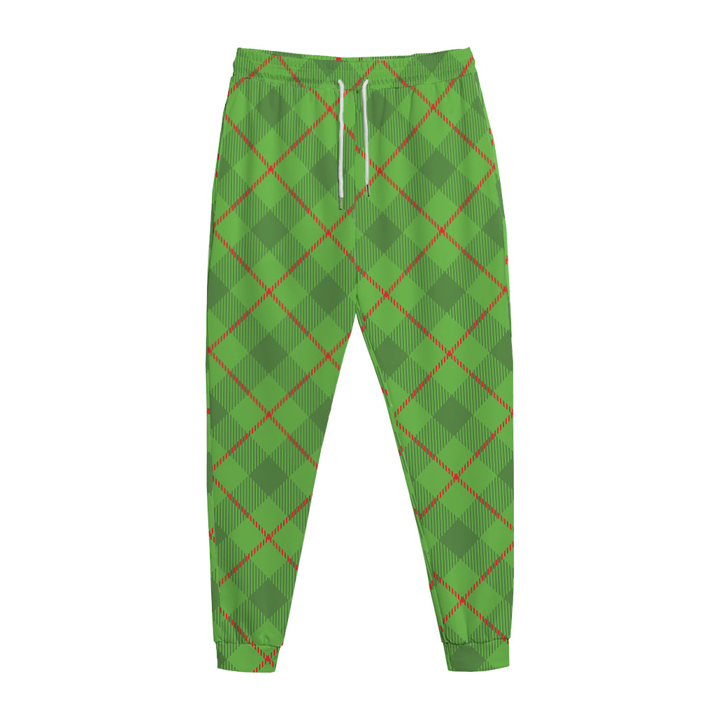 Green And Red Plaid Pattern Print Jogger Pants