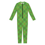 Green And Red Plaid Pattern Print Jumpsuit