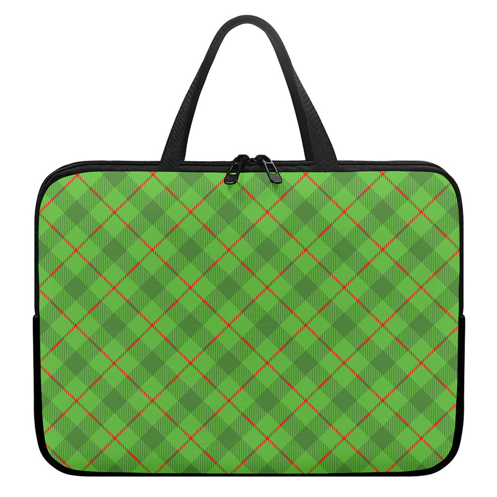 Green And Red Plaid Pattern Print Laptop Sleeve With Handle