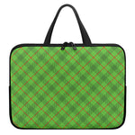 Green And Red Plaid Pattern Print Laptop Sleeve With Handle