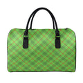 Green And Red Plaid Pattern Print Leather Duffel Bag