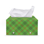 Green And Red Plaid Pattern Print Leather Tissue Box Cover