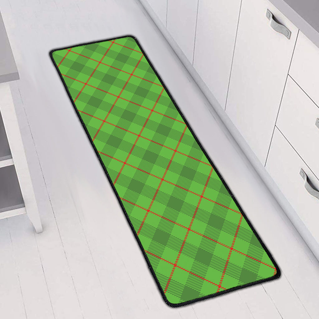 Green And Red Plaid Pattern Print Long Kitchen Mat