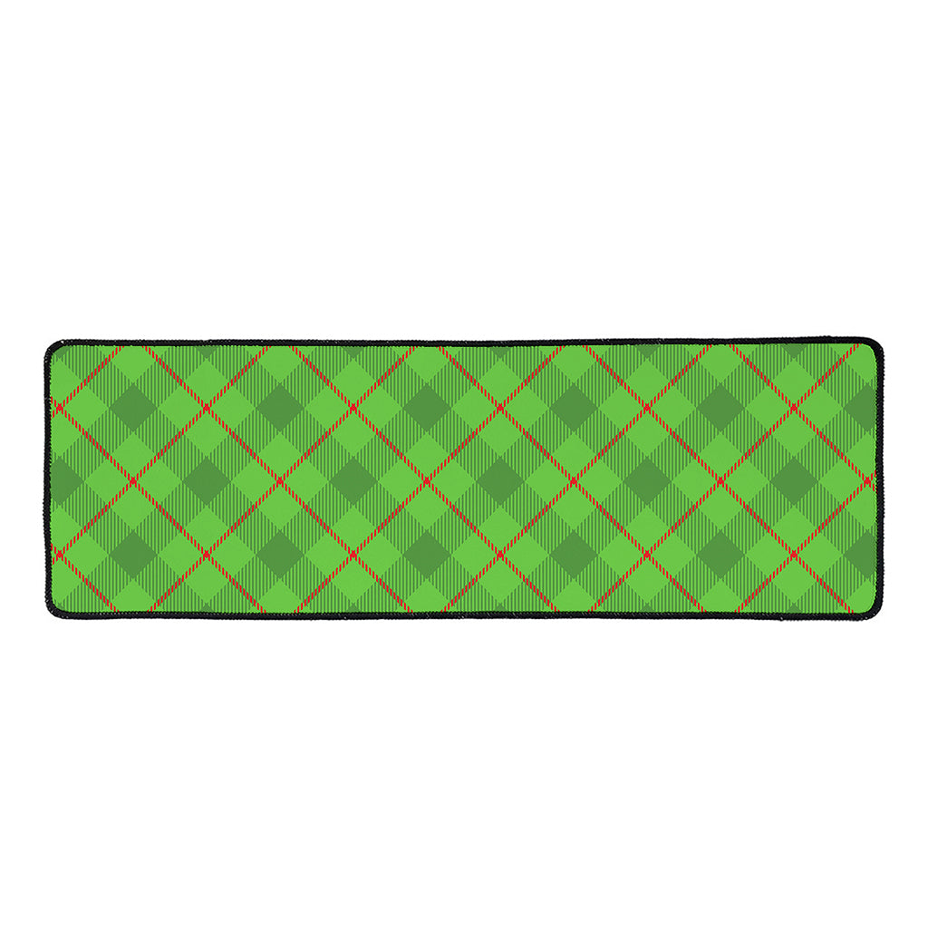 Green And Red Plaid Pattern Print Long Kitchen Mat