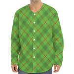 Green And Red Plaid Pattern Print Long Sleeve Baseball Jersey