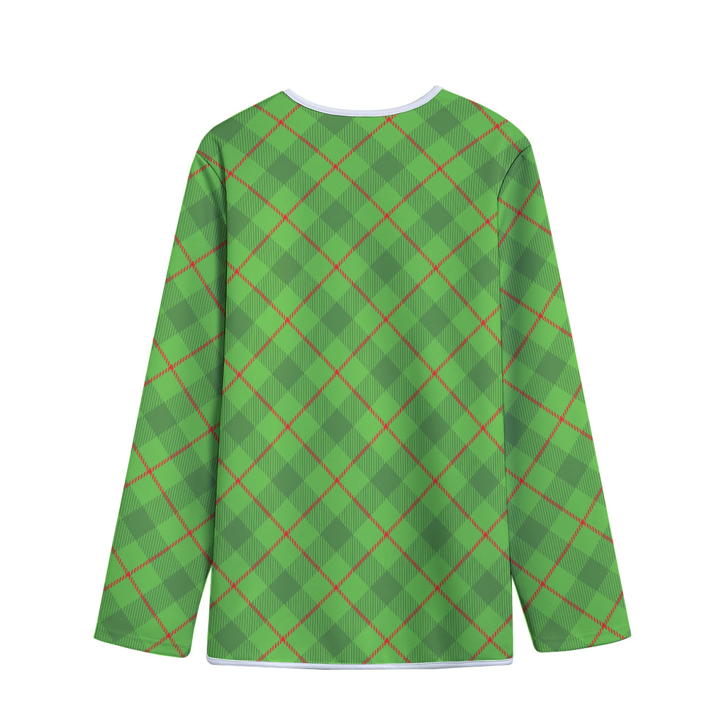 Green And Red Plaid Pattern Print Long Sleeve Short Coat