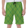 Green And Red Plaid Pattern Print Men's Beach Shorts