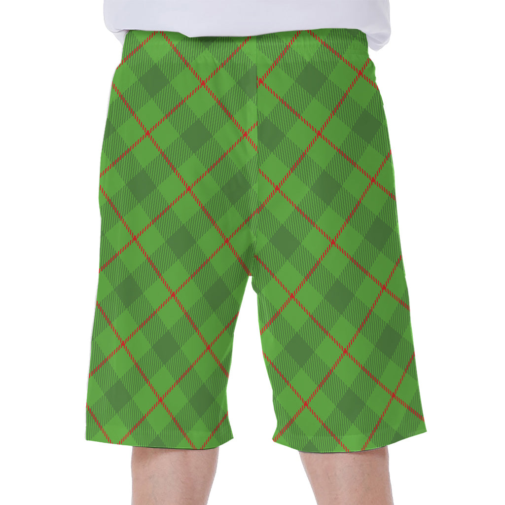Green And Red Plaid Pattern Print Men's Beach Shorts