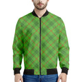 Green And Red Plaid Pattern Print Men's Bomber Jacket