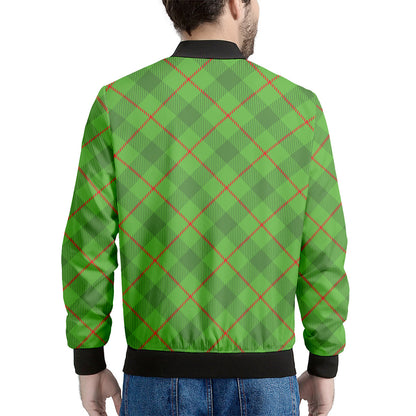 Green And Red Plaid Pattern Print Men's Bomber Jacket