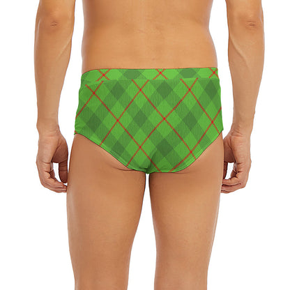 Green And Red Plaid Pattern Print Men's Briefs