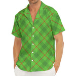Green And Red Plaid Pattern Print Men's Deep V-Neck Shirt