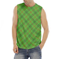 Green And Red Plaid Pattern Print Men's Fitness Tank Top