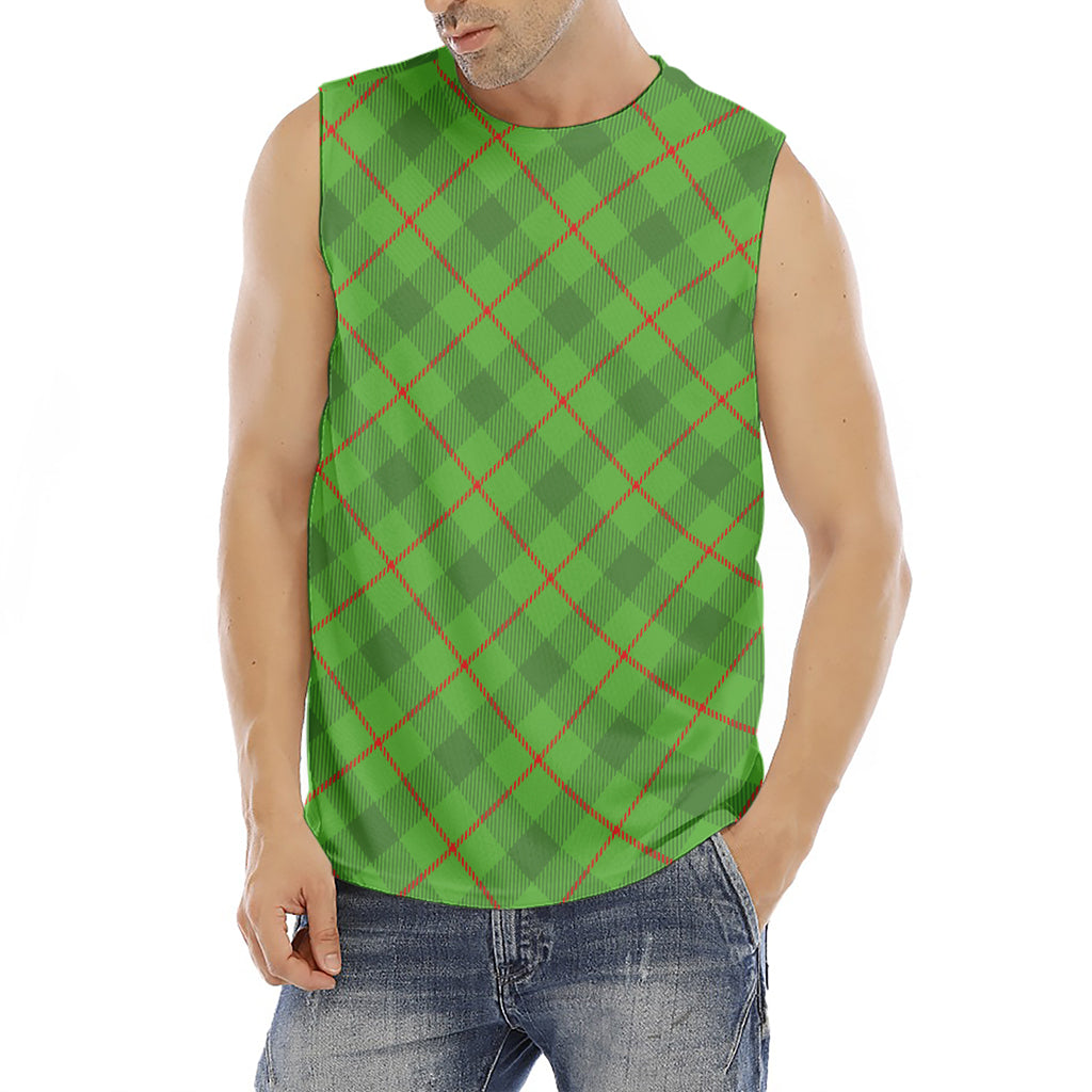 Green And Red Plaid Pattern Print Men's Fitness Tank Top