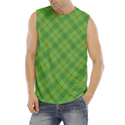 Green And Red Plaid Pattern Print Men's Fitness Tank Top