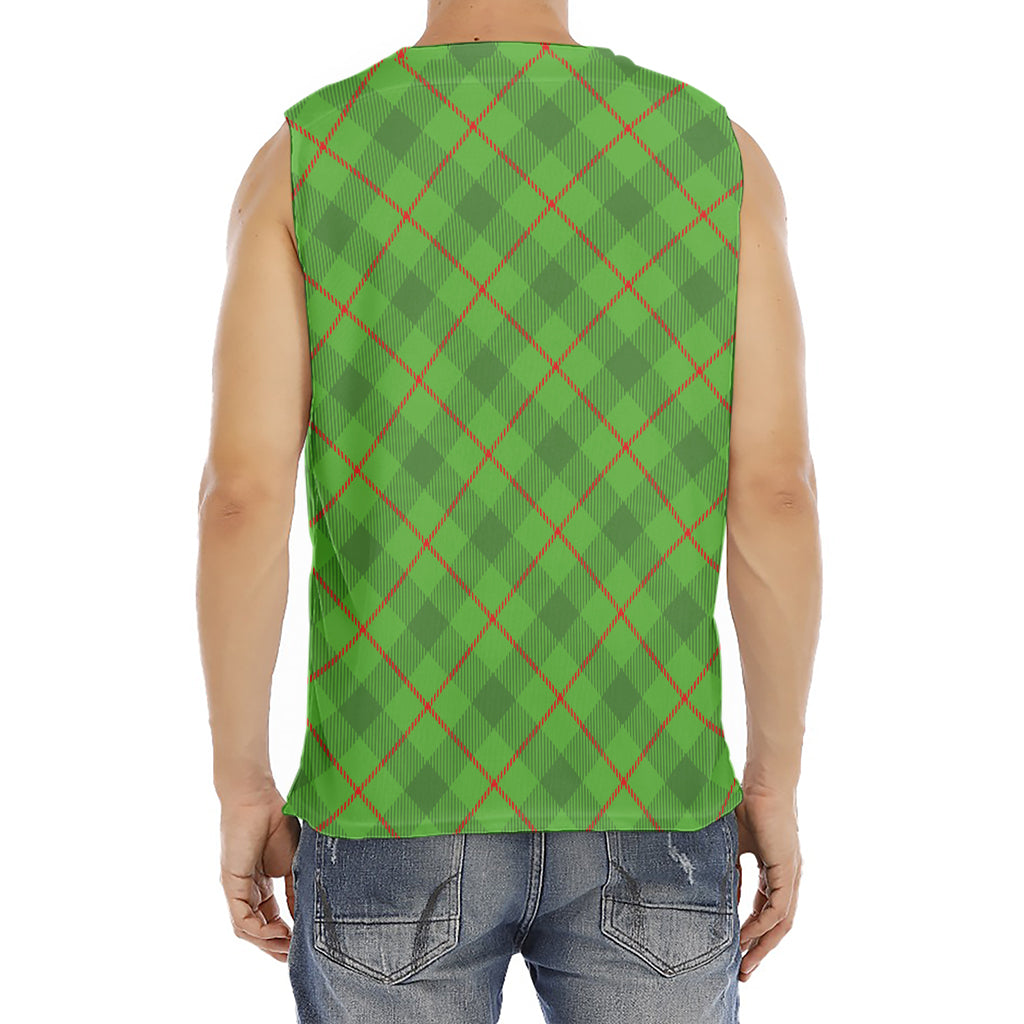 Green And Red Plaid Pattern Print Men's Fitness Tank Top