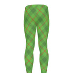 Green And Red Plaid Pattern Print Men's leggings