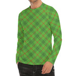 Green And Red Plaid Pattern Print Men's Long Sleeve Rash Guard