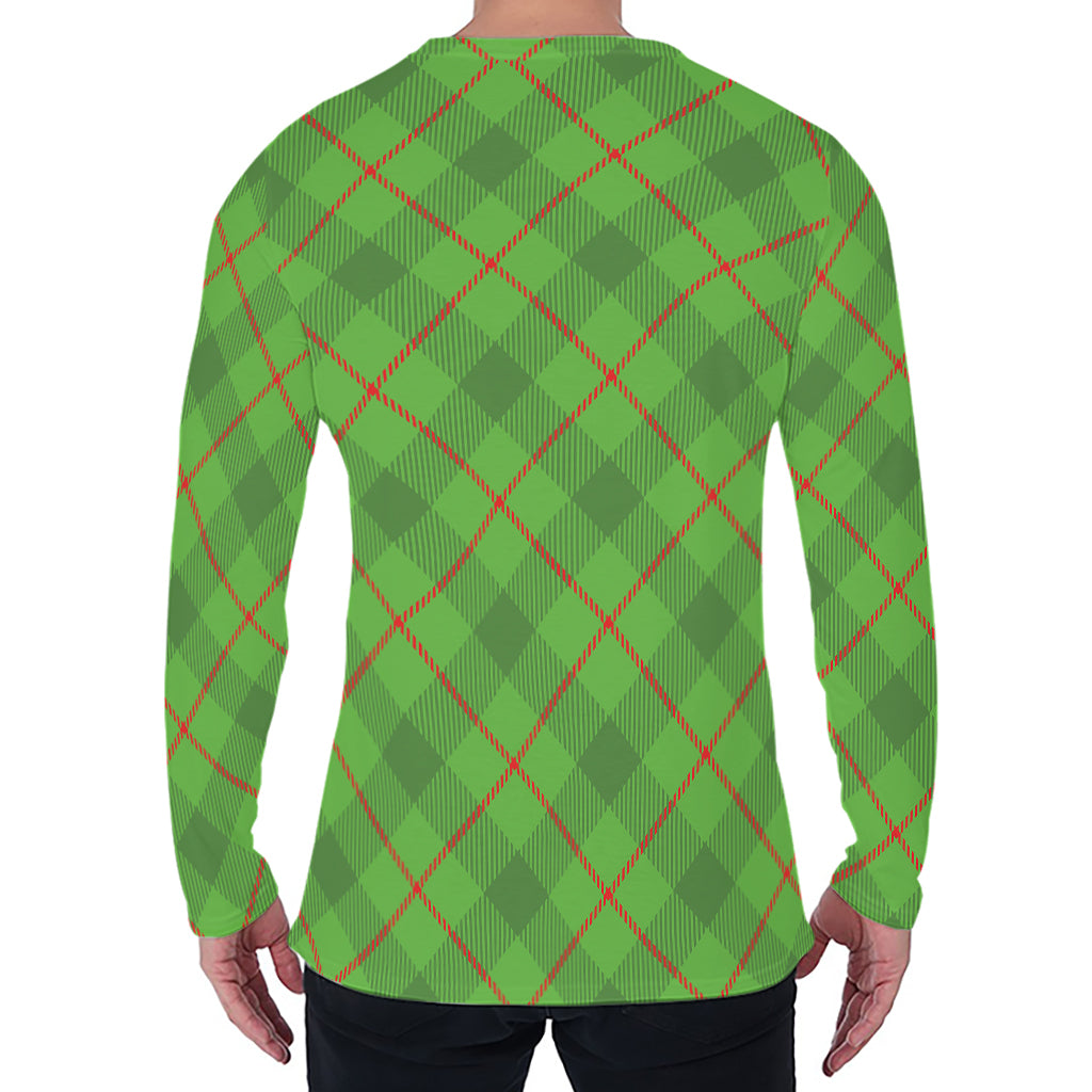 Green And Red Plaid Pattern Print Men's Long Sleeve T-Shirt