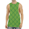 Green And Red Plaid Pattern Print Men's Muscle Tank Top