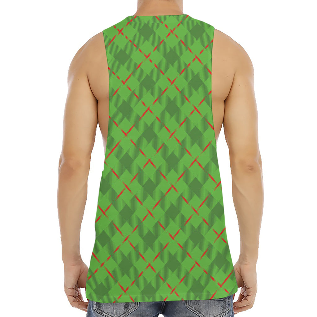 Green And Red Plaid Pattern Print Men's Muscle Tank Top