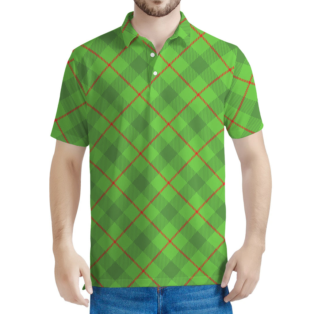 Green And Red Plaid Pattern Print Men's Polo Shirt