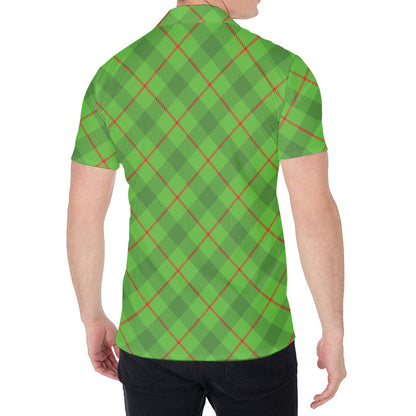 Green And Red Plaid Pattern Print Men's Shirt