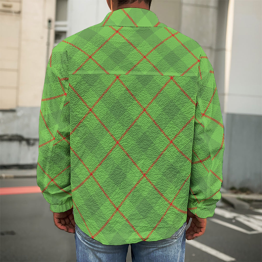 Green And Red Plaid Pattern Print Men's Shirt Jacket
