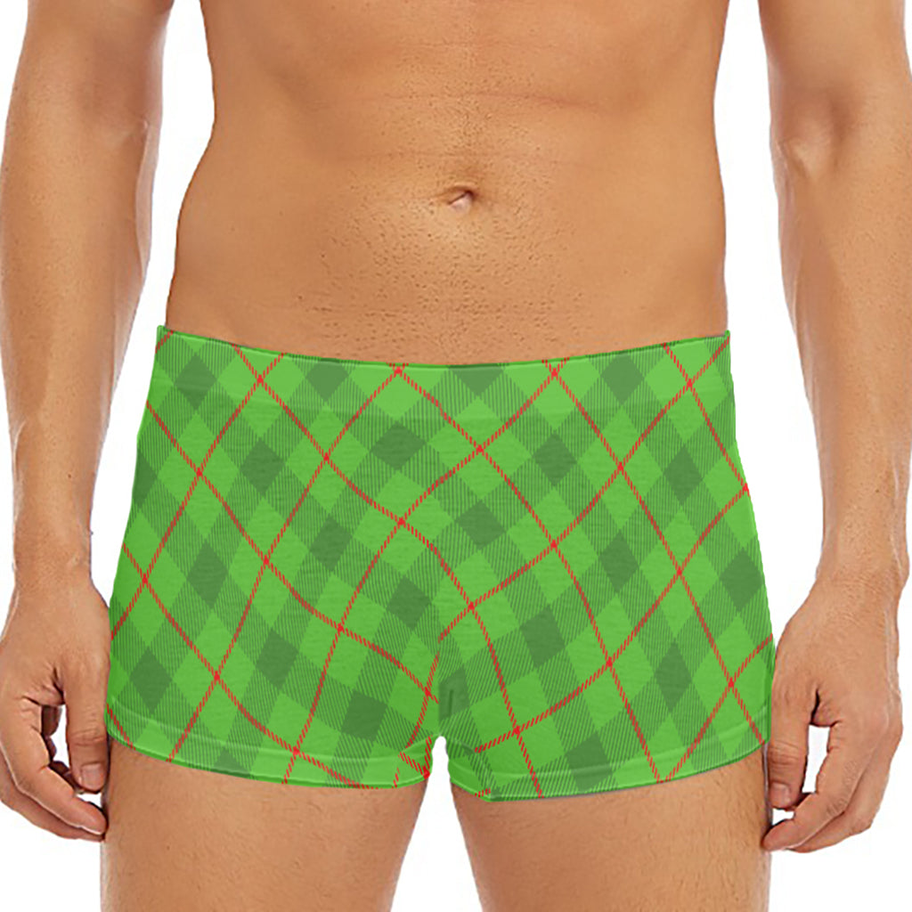 Green And Red Plaid Pattern Print Men's Short Boxer Briefs