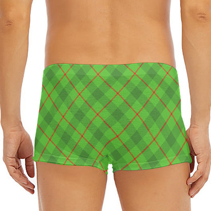 Green And Red Plaid Pattern Print Men's Short Boxer Briefs