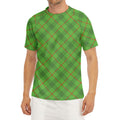 Green And Red Plaid Pattern Print Men's Short Sleeve Rash Guard