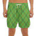 Green And Red Plaid Pattern Print Men's Split Running Shorts