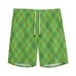 Green And Red Plaid Pattern Print Men's Sports Shorts