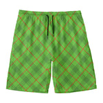 Green And Red Plaid Pattern Print Men's Swim Trunks