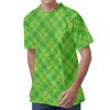Green And Red Plaid Pattern Print Men's Velvet T-Shirt
