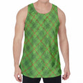 Green And Red Plaid Pattern Print Men's Velvet Tank Top
