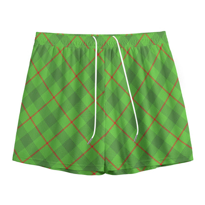 Green And Red Plaid Pattern Print Mesh Shorts
