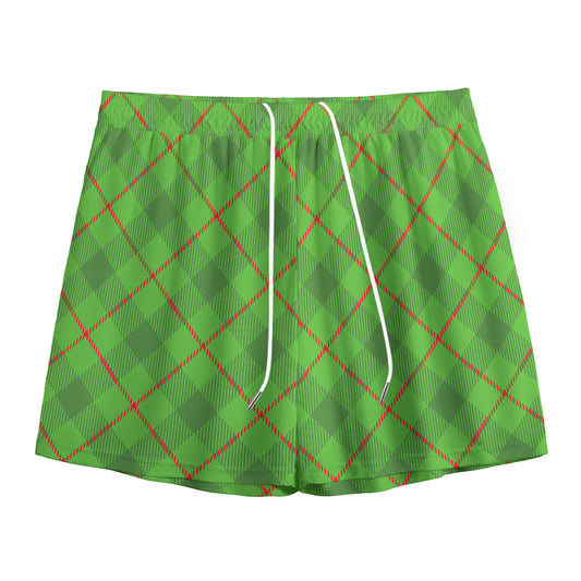 Green And Red Plaid Pattern Print Mesh Shorts