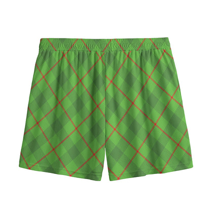 Green And Red Plaid Pattern Print Mesh Shorts