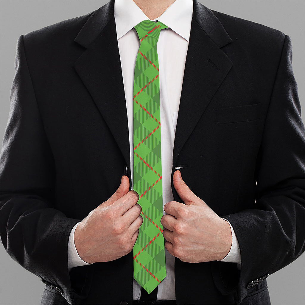 Green And Red Plaid Pattern Print Necktie