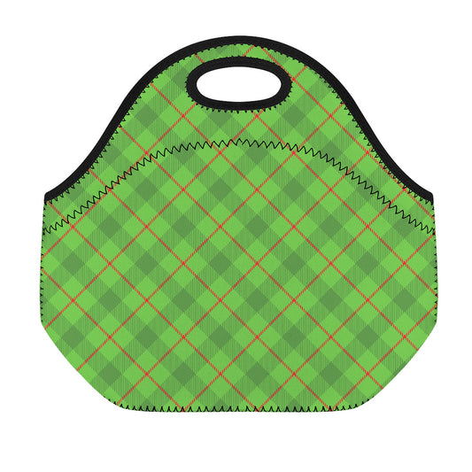 Green And Red Plaid Pattern Print Neoprene Lunch Bag