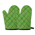 Green And Red Plaid Pattern Print Oven Mitts