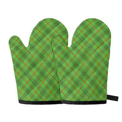 Green And Red Plaid Pattern Print Oven Mitts