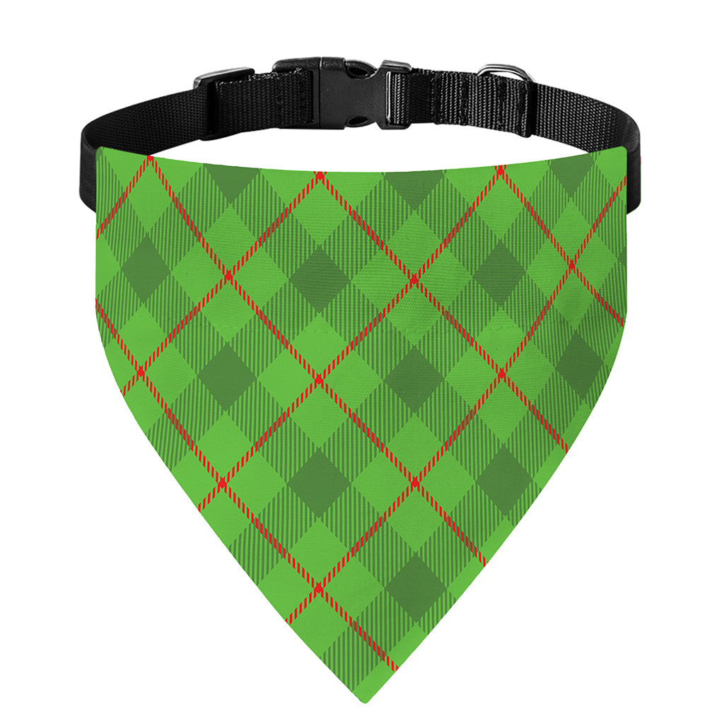 Green And Red Plaid Pattern Print Over The Collar Dog Bandana