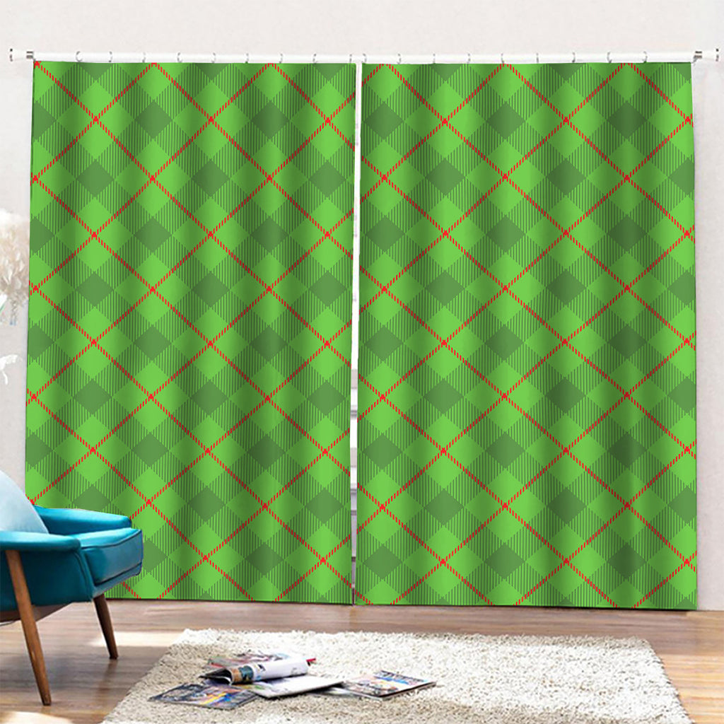 Green And Red Plaid Pattern Print Pencil Pleat Curtains