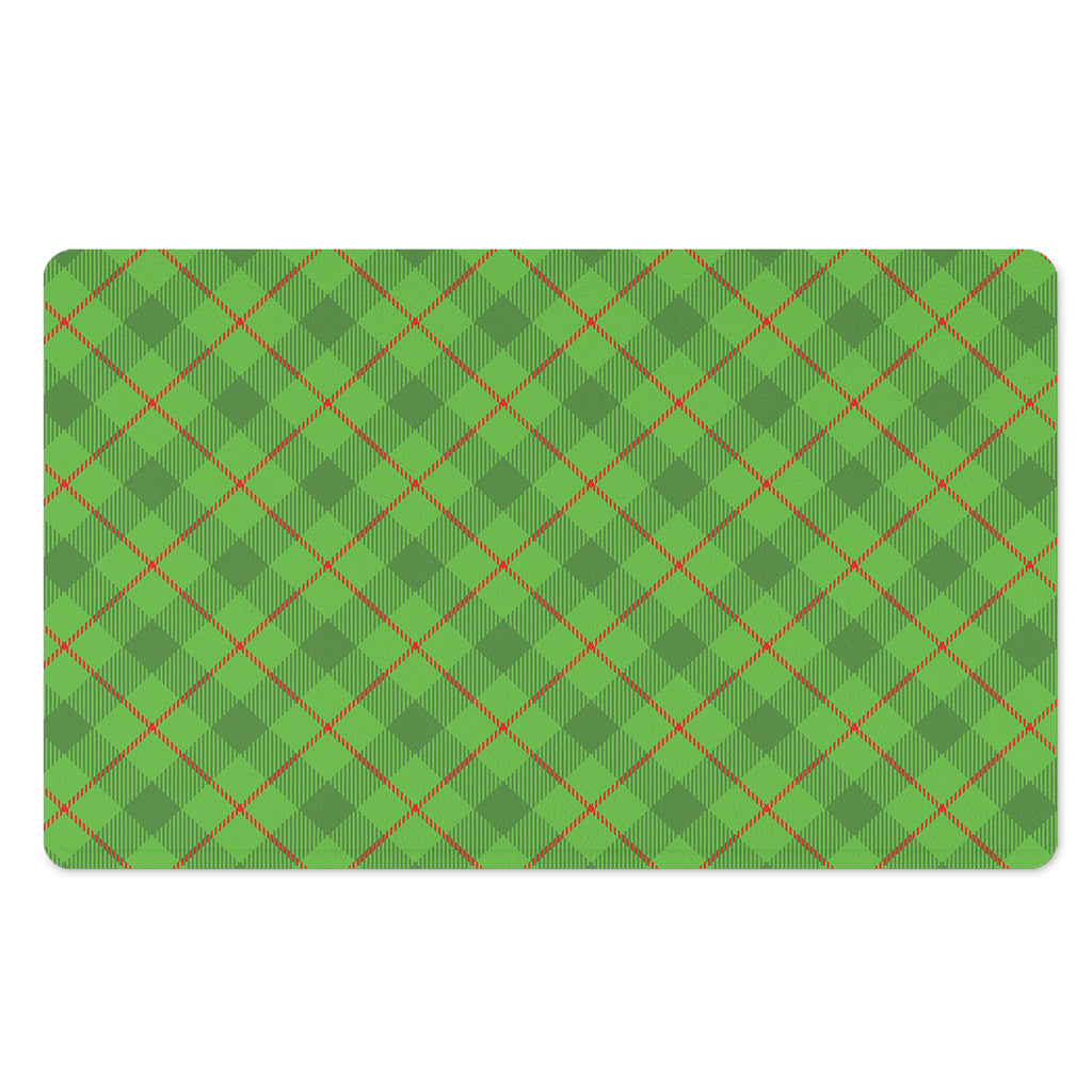 Green And Red Plaid Pattern Print Polyester Doormat
